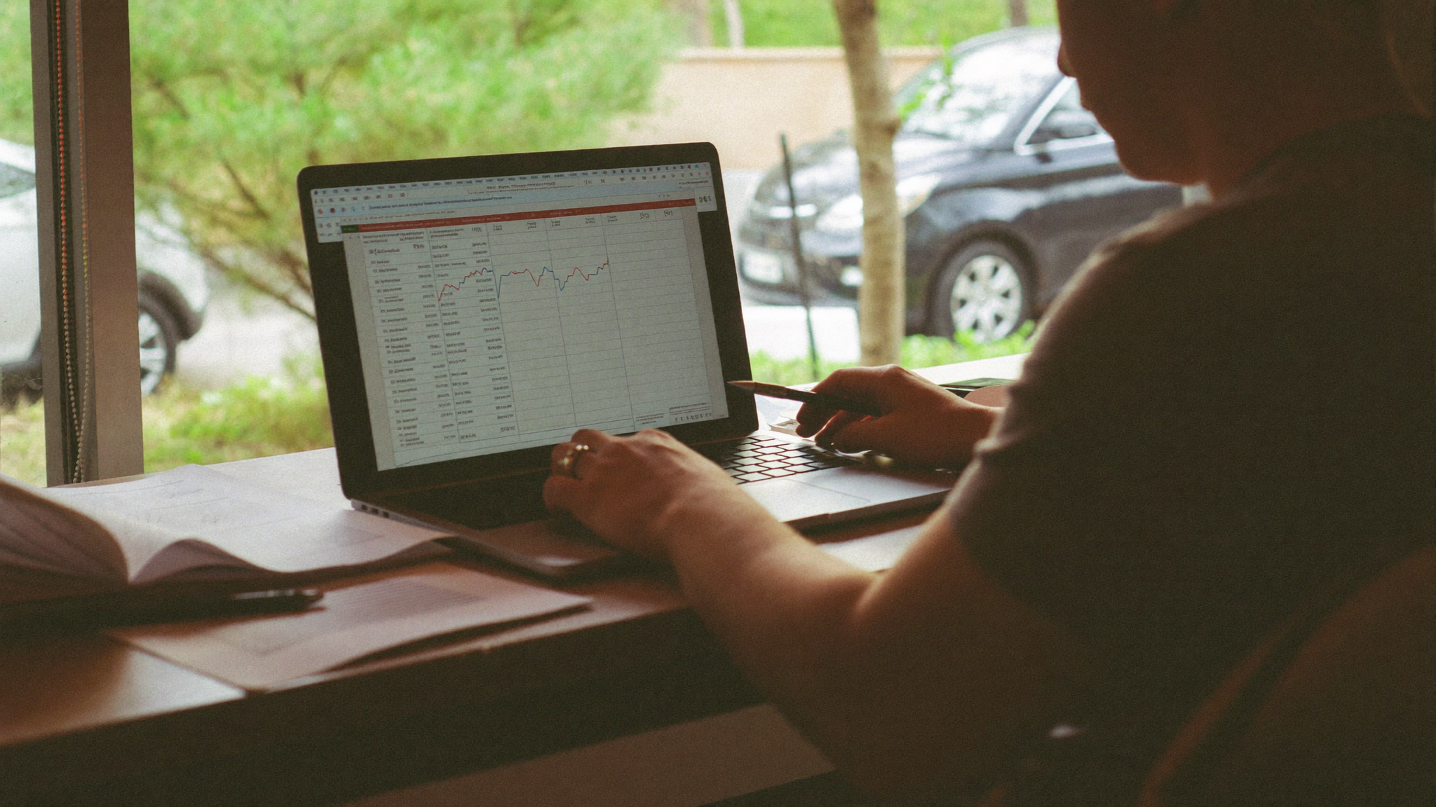 HVAC company owner reviewing marketing budget